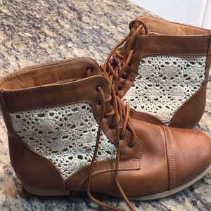 Brown laced booties